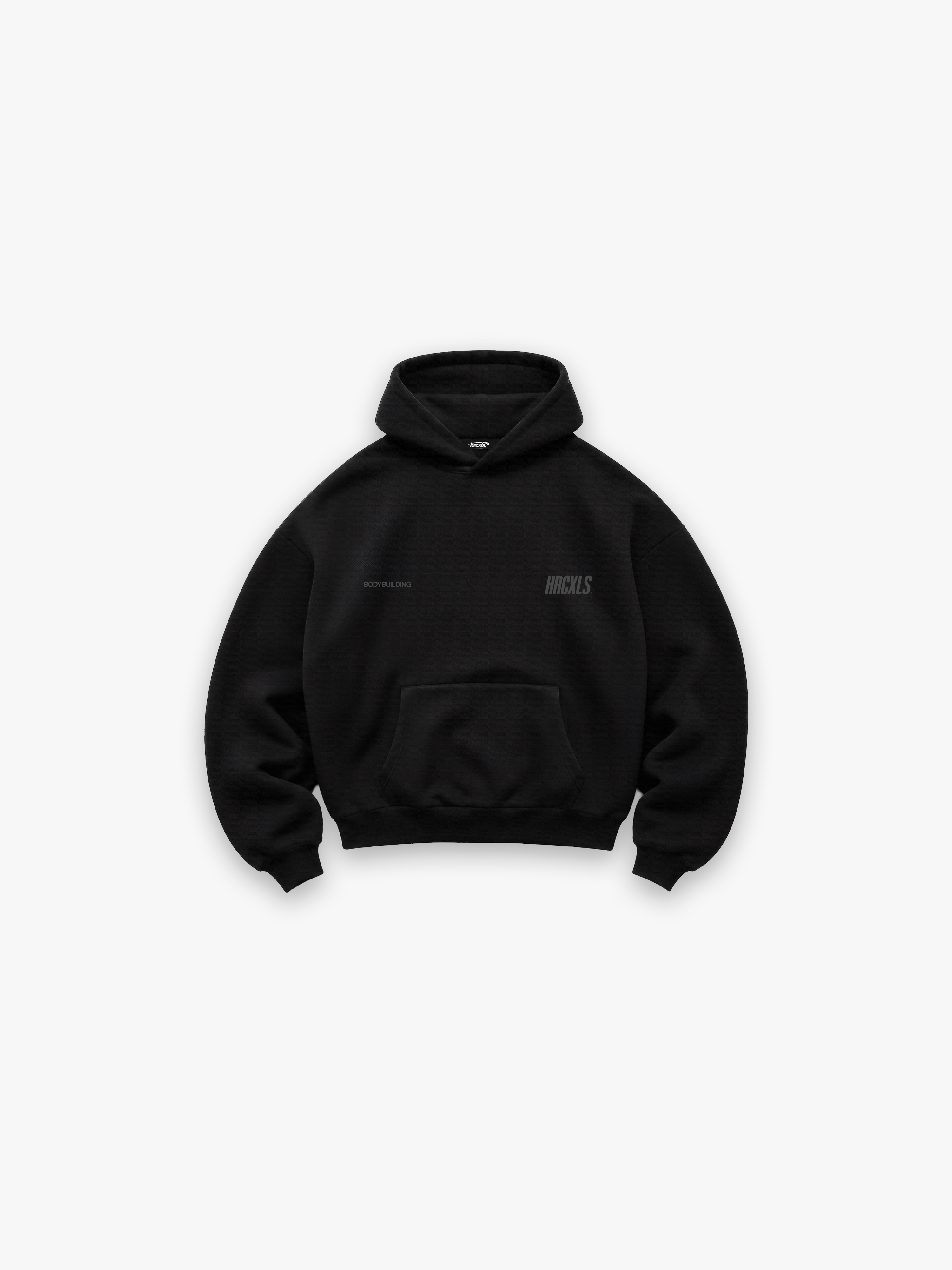 Bodybuilding Heavyweight Hoodie - Black Tonal - front flat lay